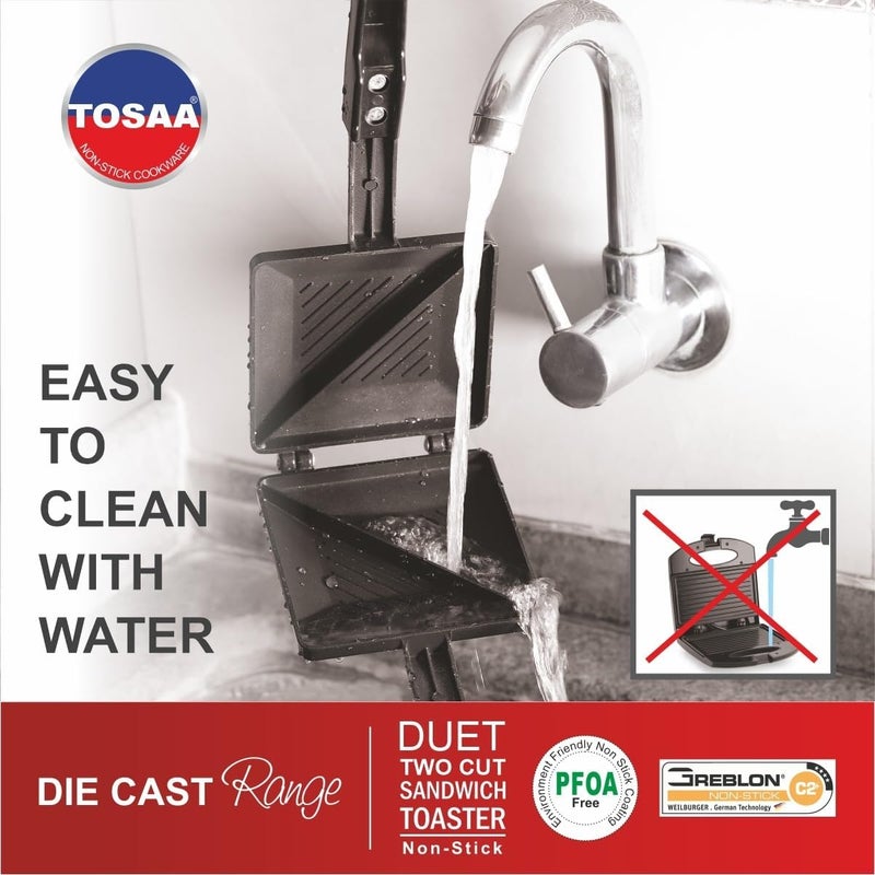 Tosaa - TSTDUET Duet 2-Cut Gas Sandwich Toaster (Black), Standard - Image 4