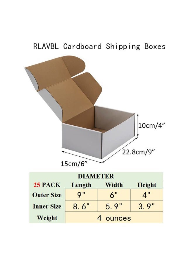 RLAVBL Shipping Boxes 9x6x4 Set of 25, White Corrugated Cardboard Box - Image 2