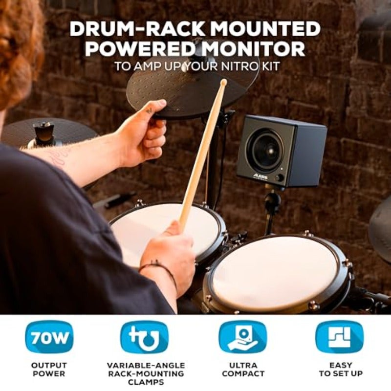 مكبر صوت مونوتر درام مضغوط Nitro Amp 70 واط، 3 إنش مع مخرج للتمرين والدروس، قابل للتركيب على رف مع مشابك مرفقة، يتضمن كابلات ومشابك للـ Nitro Max و Nitro Pro - Image 2
