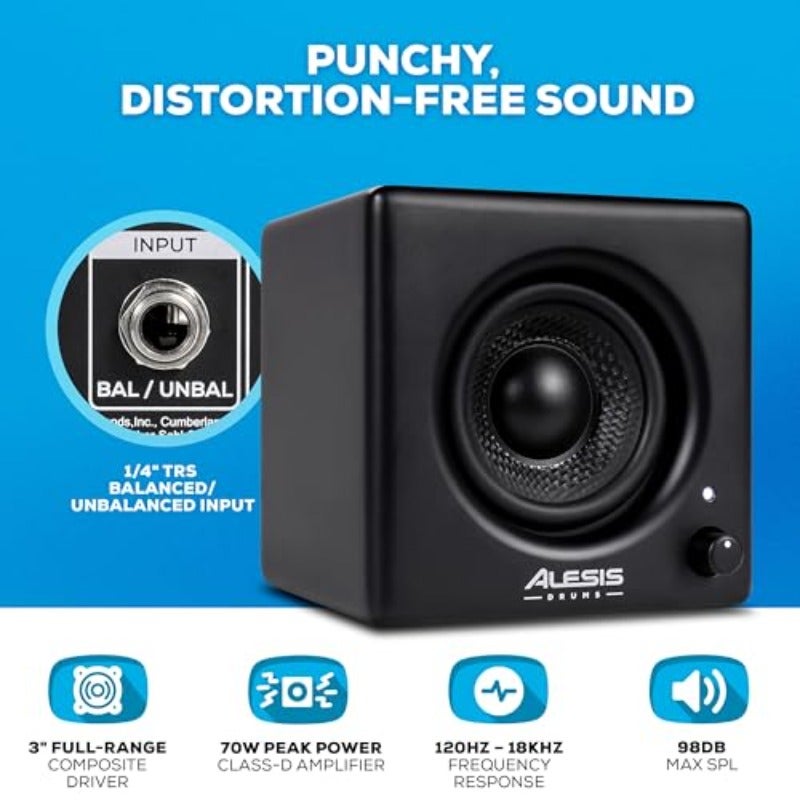 مكبر صوت مونوتر درام مضغوط Nitro Amp 70 واط، 3 إنش مع مخرج للتمرين والدروس، قابل للتركيب على رف مع مشابك مرفقة، يتضمن كابلات ومشابك للـ Nitro Max و Nitro Pro - Image 3