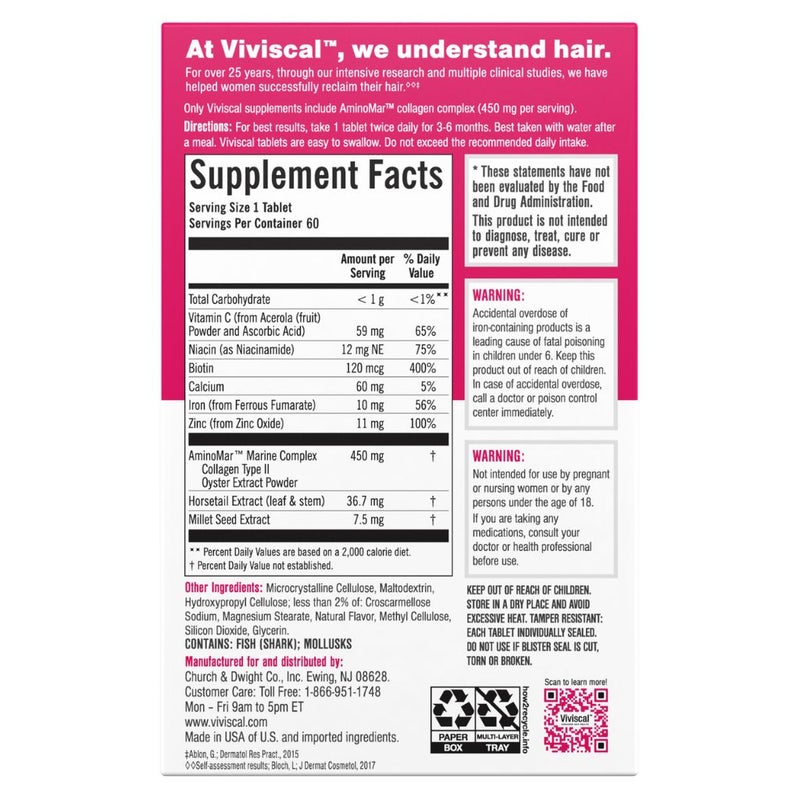 Viviscal Max Strength Supplements Women 60 Tabs - Image 4