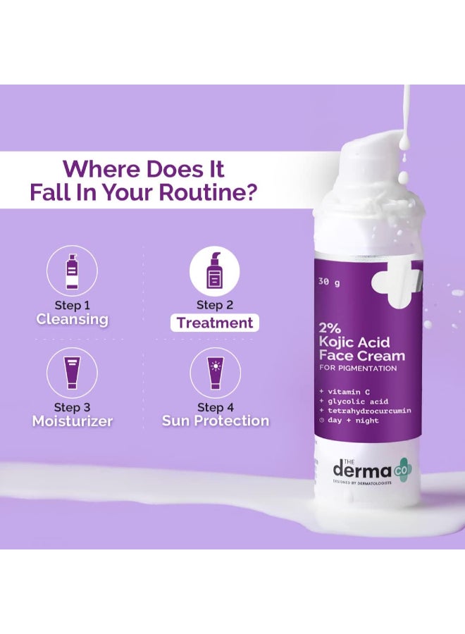 THE derma Co كريم الوجه بحمض الكوجيك 2% من ديرما كو لإزالة التصبغات - 30 جم (ديرماكو) - Image 4