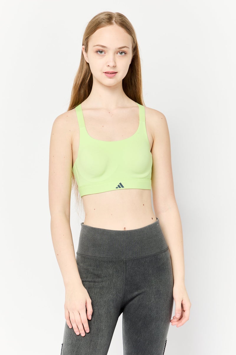 Adidas Women Padded Sports Bra, Light Green - Image 1