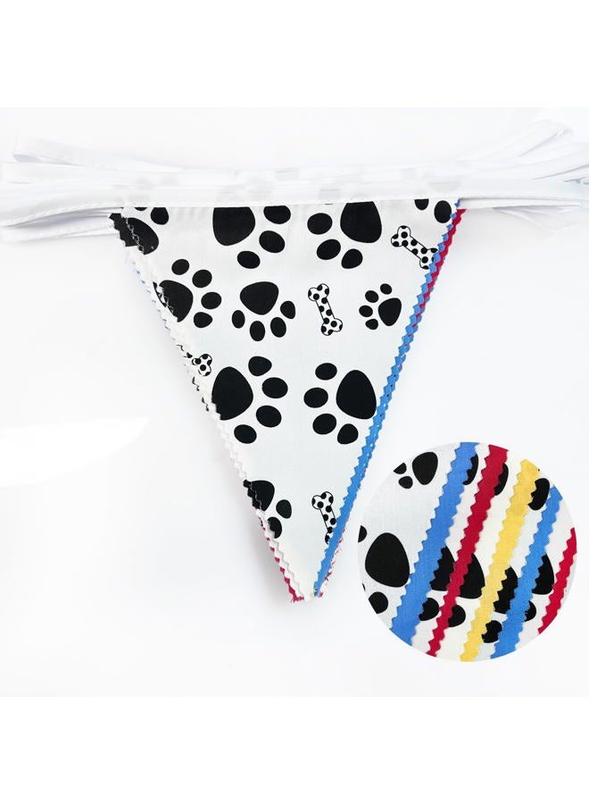 pinkblume 32Ft Paw Patrol Party Decorations Red Blue Yellow Puppy Paw Print Fabric Banner Triangle Pennant Flag Garland Streamers for Kids Dog Paw Birthday Baby Shower Bluey Party Outdoor Garden Decor Supplies - Image 3