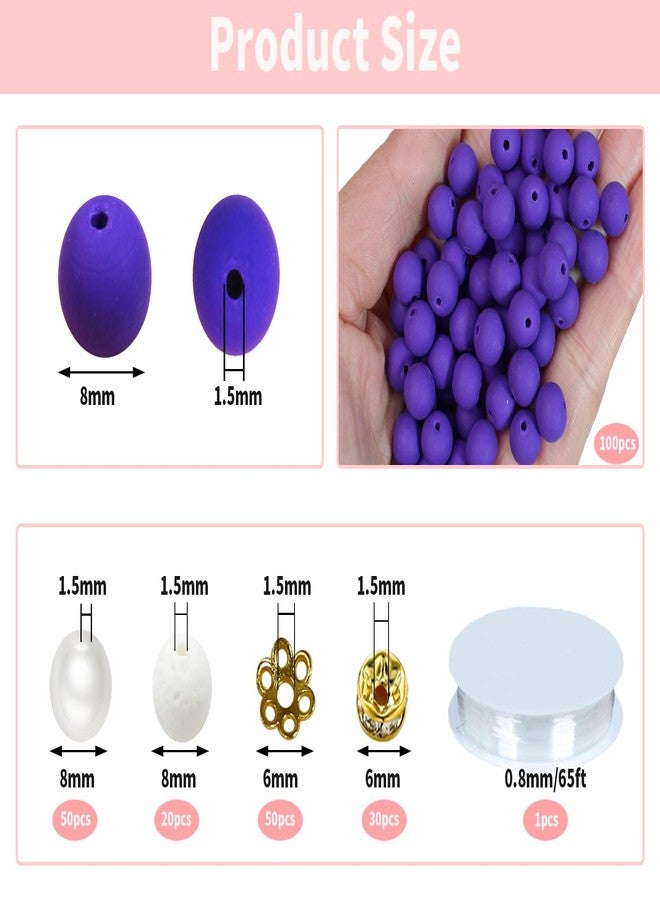 PAMIR TONG 250pcs 8mm Purple Clay Round Smooth Space Polymer Heishi Preppy Cute Bulk Beads for Earring, Necklaces, Bracelet Jewerly Making & DIY Crafts (Deep Purple PT426) - Image 3