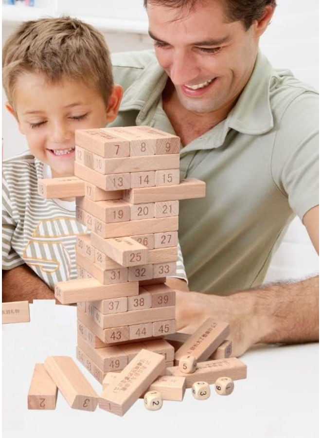 Block Wooden Block Game - 54 Pieces Classic Numbered Tower Game for Kids - Image 1