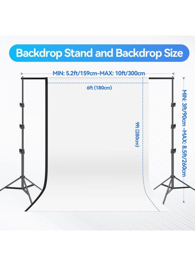 Emart 400W 5500K Daylight Umbrella Continuous Lighting Kit, 8.5x10ft Background Support System with 2 Muslin backdrops (Black and White) for Photo Studio Product, Portrait and Video Shoot Photography - Image 2