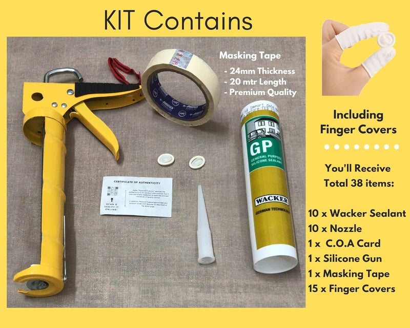 WACKER - Professional Silicone Sealant Gun Applicator With GP Premium Sealant For Bonding, Gap Filling & Repair (10 Pcs - Clear) - Image 2