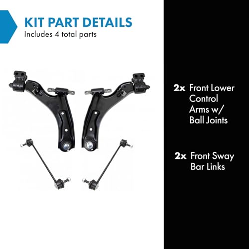 TRQ Front Suspension Kit Control Arm with Ball Joint Sway Bar Stabilizer Link Compatible with 2013-2015 Chevrolet Spark 2014-2016 Spark EV - Image 2
