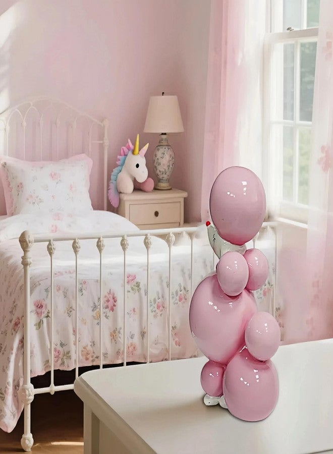 DiliComing Pink Balloon-Dog Statue Decor - 6 inch Resin Balloon Animal Crafts Figurine - Cute Handmade Small Sculpture for Desktop Shelf Décor, 6 x 2.75 x 4 inches - Image 3