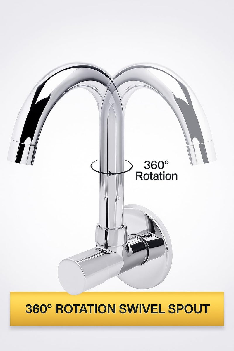 Bathoyum Turbo Sink Cocke for Kitchen Sink 360 Degree Rotating with Foam Flow, Brass Tap with Chrome Finish Full Brass tap for Kitchen Sink taps with Free Flange - Image 2