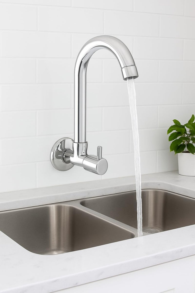 Bathoyum Turbo Sink Cocke for Kitchen Sink 360 Degree Rotating with Foam Flow, Brass Tap with Chrome Finish Full Brass tap for Kitchen Sink taps with Free Flange - Image 3