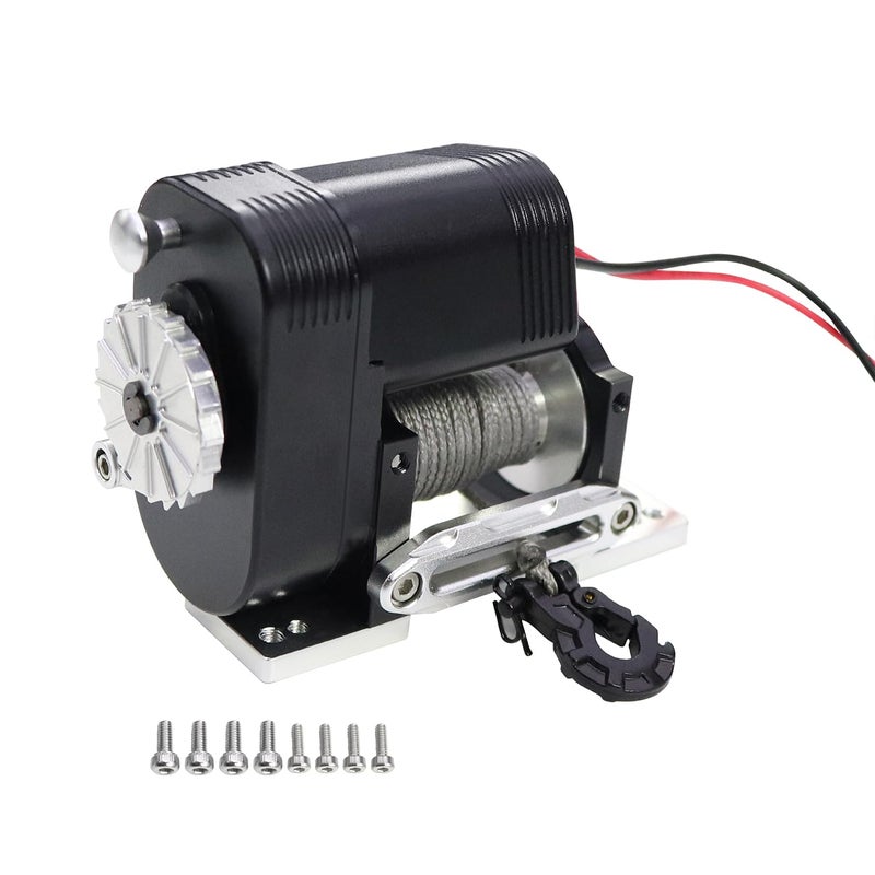 FACCNOY 110 Simulated 8274 Vertical Winch Aluminum 6124V 50lbs Load Capacity for RC Crawler AXIAL SCX10 TRX4 RC4WD Upgrade Part Black - Image 3