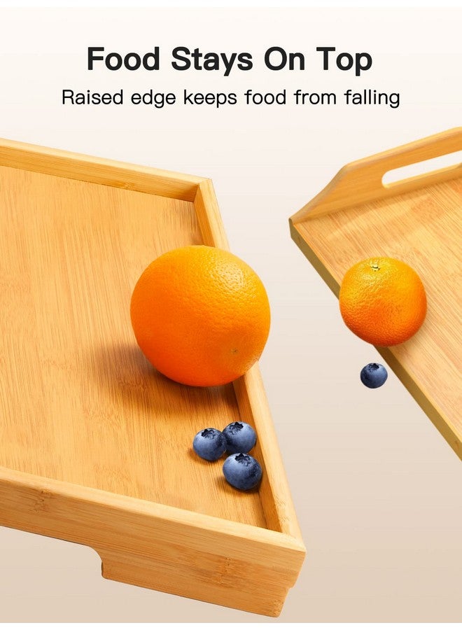 Pipishell Bamboo Bed Tray Table with Foldable Legs, Breakfast Tray with Handles, Ideal for Kids, Couples, Sofa, Bed, Eating, Working, Used As Laptop Desk Snack Tray - 2 Pack - Image 5