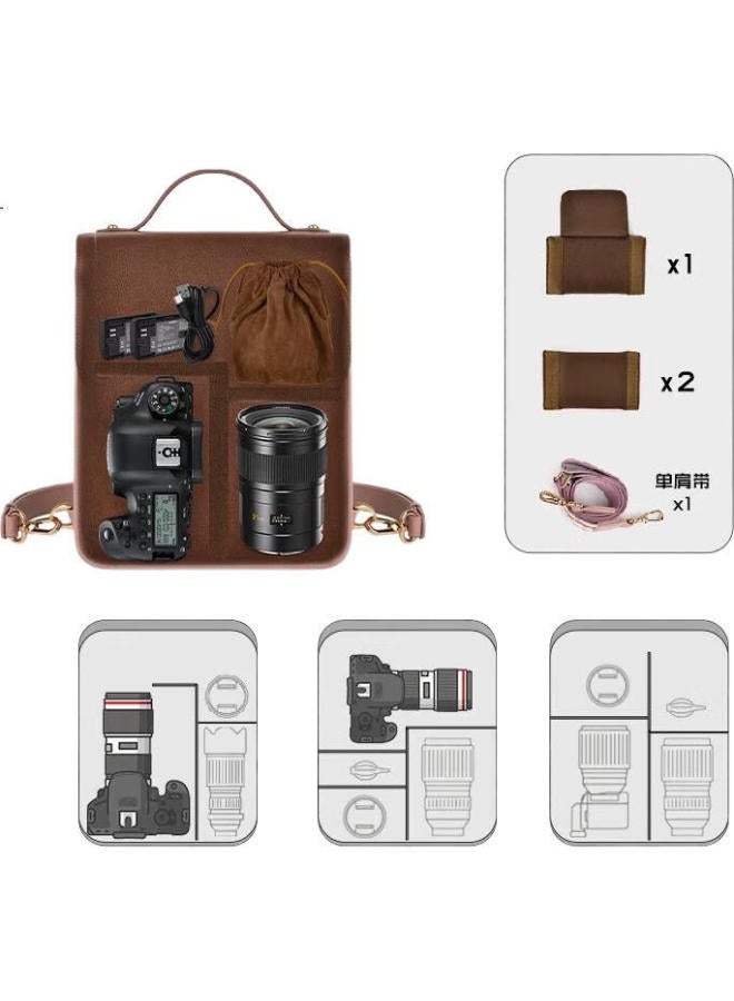 Cwatcun Camera Backpack, Retro And Fashionable, Crossbody And Handheld, Anti-Collision, Women'S Shoulder Camera Bag, Suitable For Dslr And Mirrorless Cameras, Compatible With Fuji, Sony, Canon, And Konica Minolta - Image 3