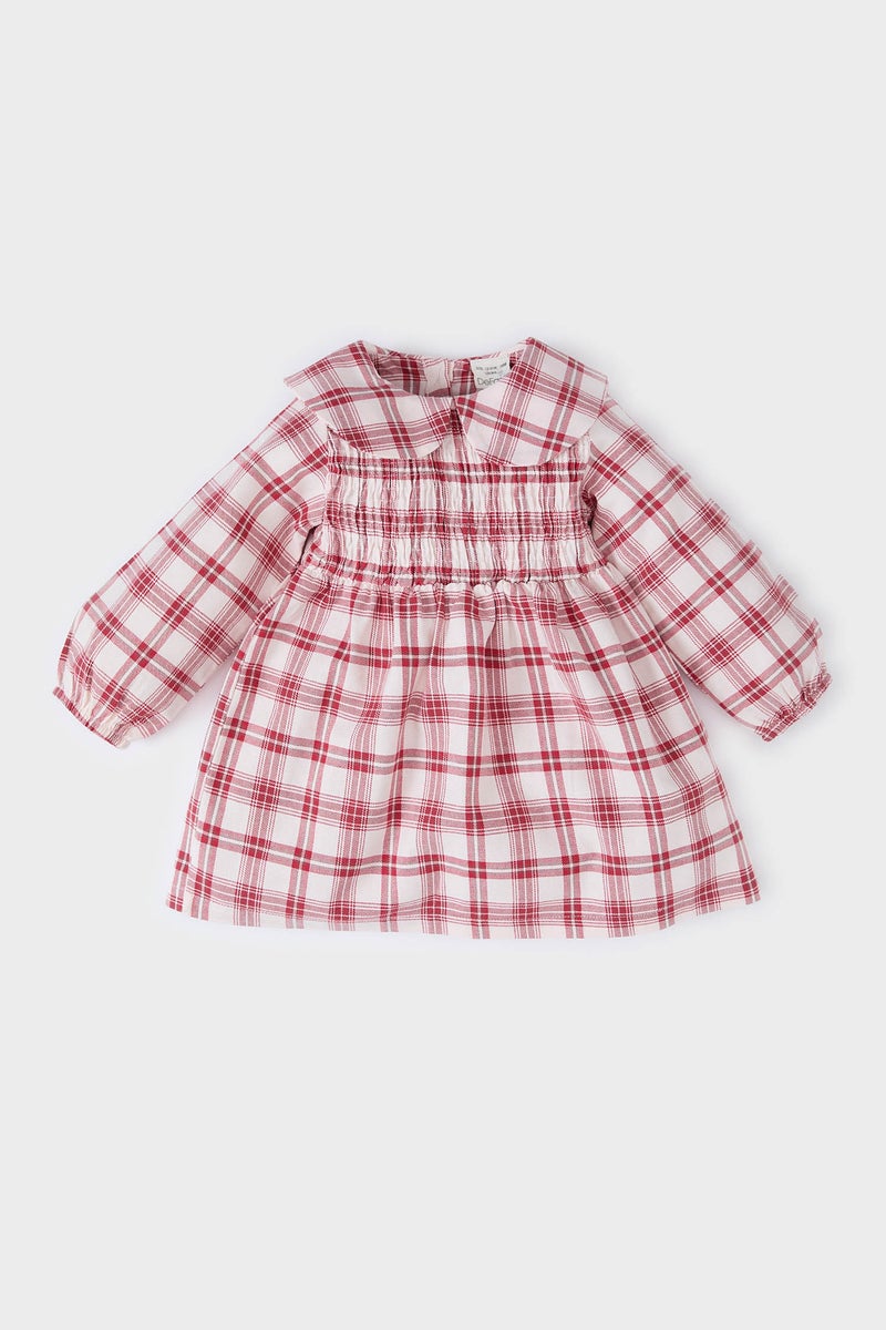 DeFacto Red BabyGirl Baby Girl Plaid Long Sleeve Flannel Dress Casual - Image 1