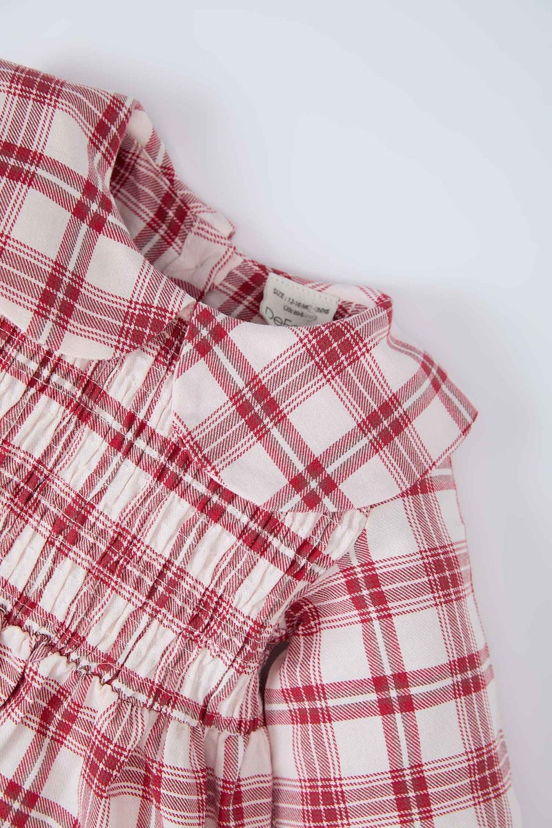 DeFacto Red BabyGirl Baby Girl Plaid Long Sleeve Flannel Dress Casual - Image 2