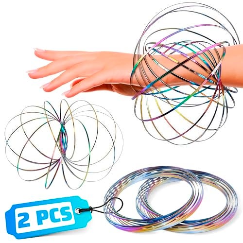 DIMROM 2 Pcs Flow Ring Spinner Ring Arm Toy 51 Color Changing Fidget Flow Toy with a Pleasant Smooth Surface Easter Basket Stuffers Addition Entertaining Geometric Magic Bracelet with Calming Effect - Image 1