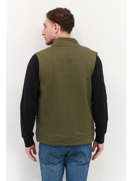 Tailor Vintage Men High Neck Sleeveless Solid Vest, Olive  - Image 3