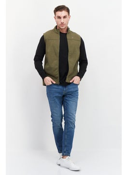 Tailor Vintage Men High Neck Sleeveless Solid Vest, Olive  - Image 4