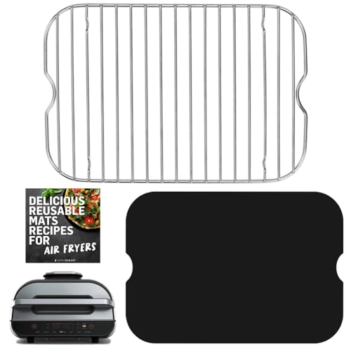 Air Fryer Rack Accessories for Ninja Foodi Smart XL 6in1 FG551 and Reusable Liner Accessory for Indoor Grill and Airfryer Cooking Baking and Dehydrating Stainless Steel Paper Liner Replacement