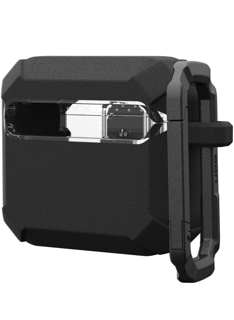 Urban Armor Gear - UAG Plasma AirPods 4 Case Cover Rugged Hard Shell Mil Grade with Secure Lock & Carabiner - Black - Image 1