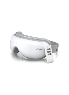 RENPHO Eye Massager With Heat And Vibration, Remote Control, Compression Bluetooth Music Temple Eye Massage Mask Rechargeable-White  - Image 1