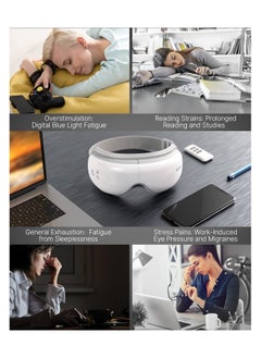 RENPHO Eye Massager With Heat And Vibration, Remote Control, Compression Bluetooth Music Temple Eye Massage Mask Rechargeable-White  - Image 4