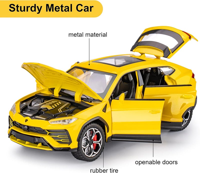 SASBSC 1:24 Diecast Model Car - Yellow Lamborghini Urus with Light and Sound - Image 2