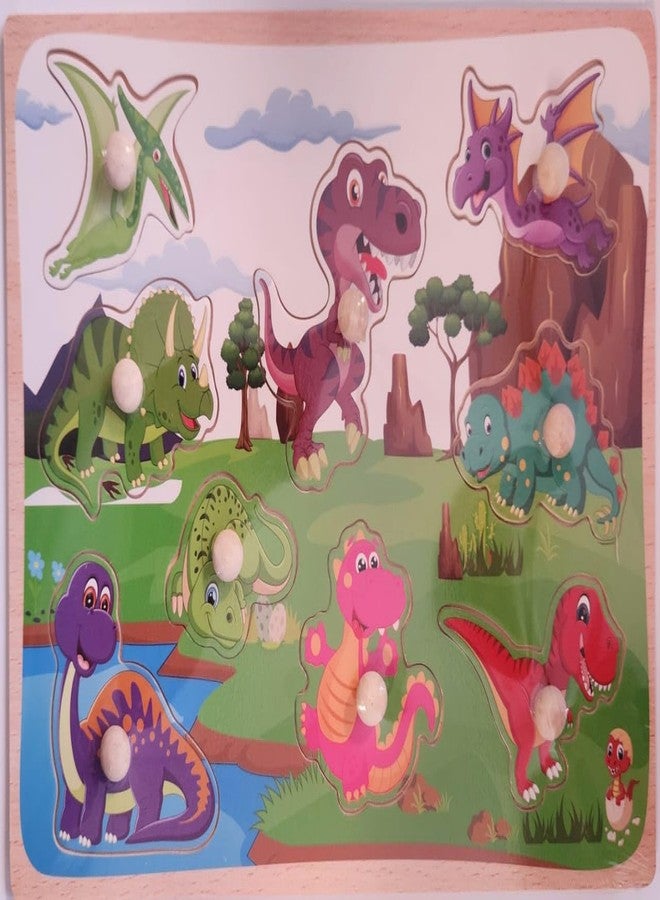 Wudly Dino Knob Wooden Puzzle Toys, Puzzle