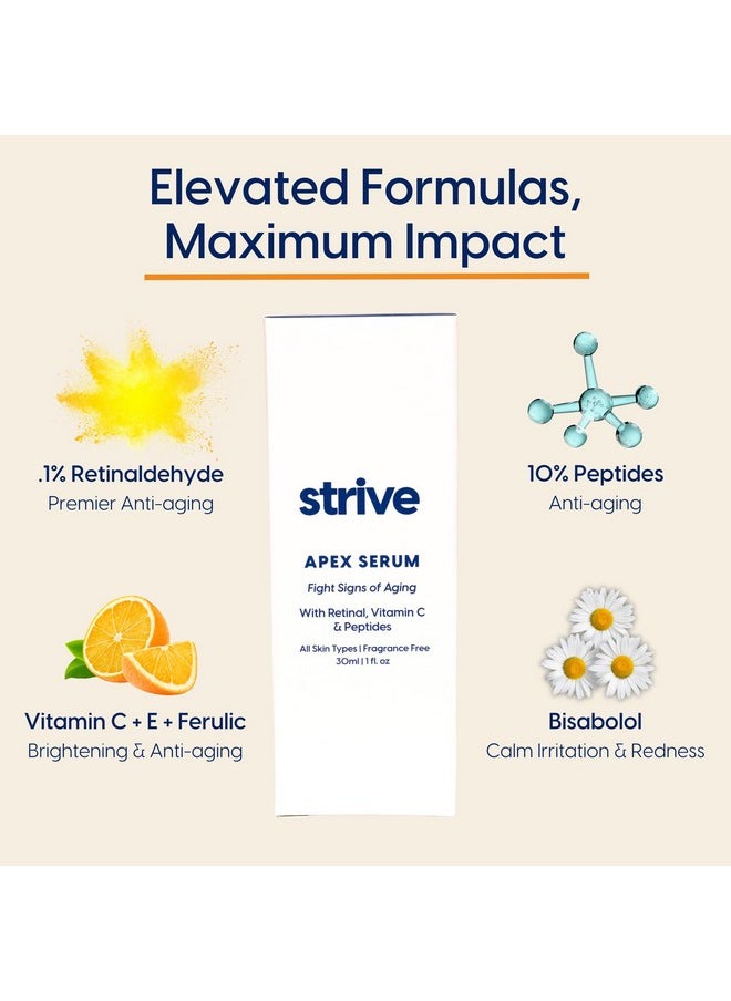 Strive - Apex Anti Aging Serum Retinal Peptide & Vitamin C Face Serum. Fragrance Free Anti Aging Skin Care For Younger Healthier Brighter Skin For All Skin Types 30Ml - Image 1