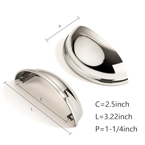 CABDM 10 Pack 212 Drawer Pulls Polished Nickel Cabinet Cup Pulls Kitchen Hardware Cabinet Handles Drawer Handles Knobs 212 inch 64mm Center to Center - Image 3