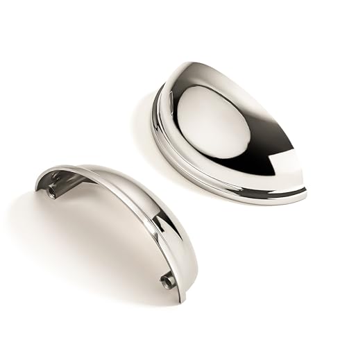 CABDM 10 Pack 212 Drawer Pulls Polished Nickel Cabinet Cup Pulls Kitchen Hardware Cabinet Handles Drawer Handles Knobs 212 inch 64mm Center to Center - Image 1