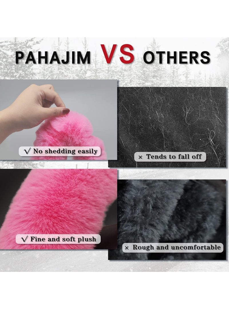 Pahajim Fluffy Steering Wheel Covers Soft Furry Car Anti skid Plush Steering Wheel Cover Warm Wool Universal 36 39cm Winter Car Decoration for Women Pink - Image 4