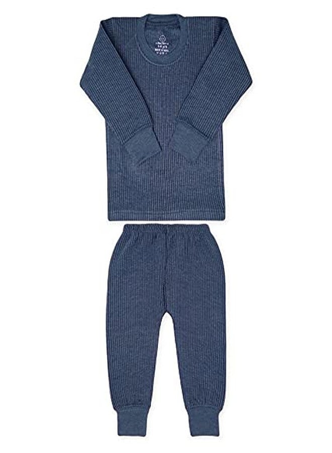 Okara Baby Round Neck Thermal Top and Pyjama Set | Full Sleeves, Winter Wear Suit for Infants, Boys and Girls_(Blue|Black,1-2 Years) Pack of 02 - Image 2
