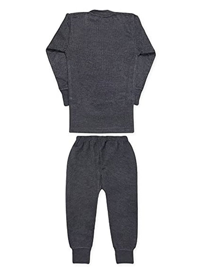 Okara Baby Round Neck Thermal Top and Pyjama Set | Full Sleeves, Winter Wear Suit for Infants, Boys and Girls_(Blue|Black,1-2 Years) Pack of 02 - Image 5
