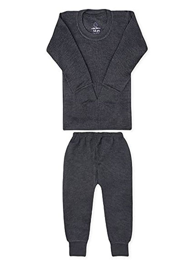 Okara Baby Round Neck Thermal Top and Pyjama Set | Full Sleeves, Winter Wear Suit for Infants, Boys and Girls_(Blue|Black,1-2 Years) Pack of 02 - Image 3