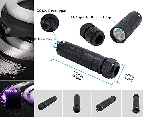 AZIMOM 6W Bluetooth/APP Control RGBW Fiber Optic Lights Star Ceiling Kit Sensor Music Mode Sensor Light Source with Remote 200pcs 0.03in 6.5ft Fiber Strands for Car & Home interior Decoration - Image 3