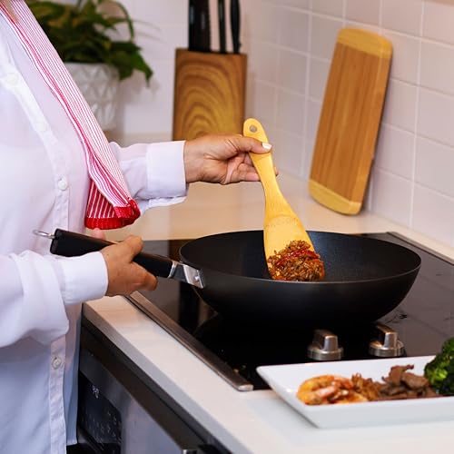 JOYCE CHEN Professional Series 12-Inch Carbon Steel Excalibur Nonstick Stir Fry Pan with Phenolic Handle - Image 3