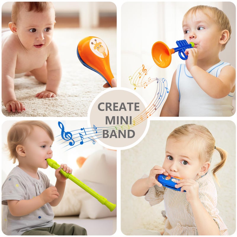 iPlay, iLearn Toddler Musical Instruments Toys, Kids Drum Set, Baby Trumpet, Percussion, Harmonica, Maraca, Flute, Tambourine, Birthday Gifts for 18 Months Olds Ages 2 3 4 5 Years Boys Girls Children - Image 5