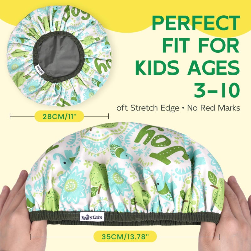 Years calm Kids Shower Cap, Waterproof Reusable Cartoon Bath Cap with Double Layers & Soft Elastic Band, Washable shower cap for kids, Great for Daily Bath - Image 2