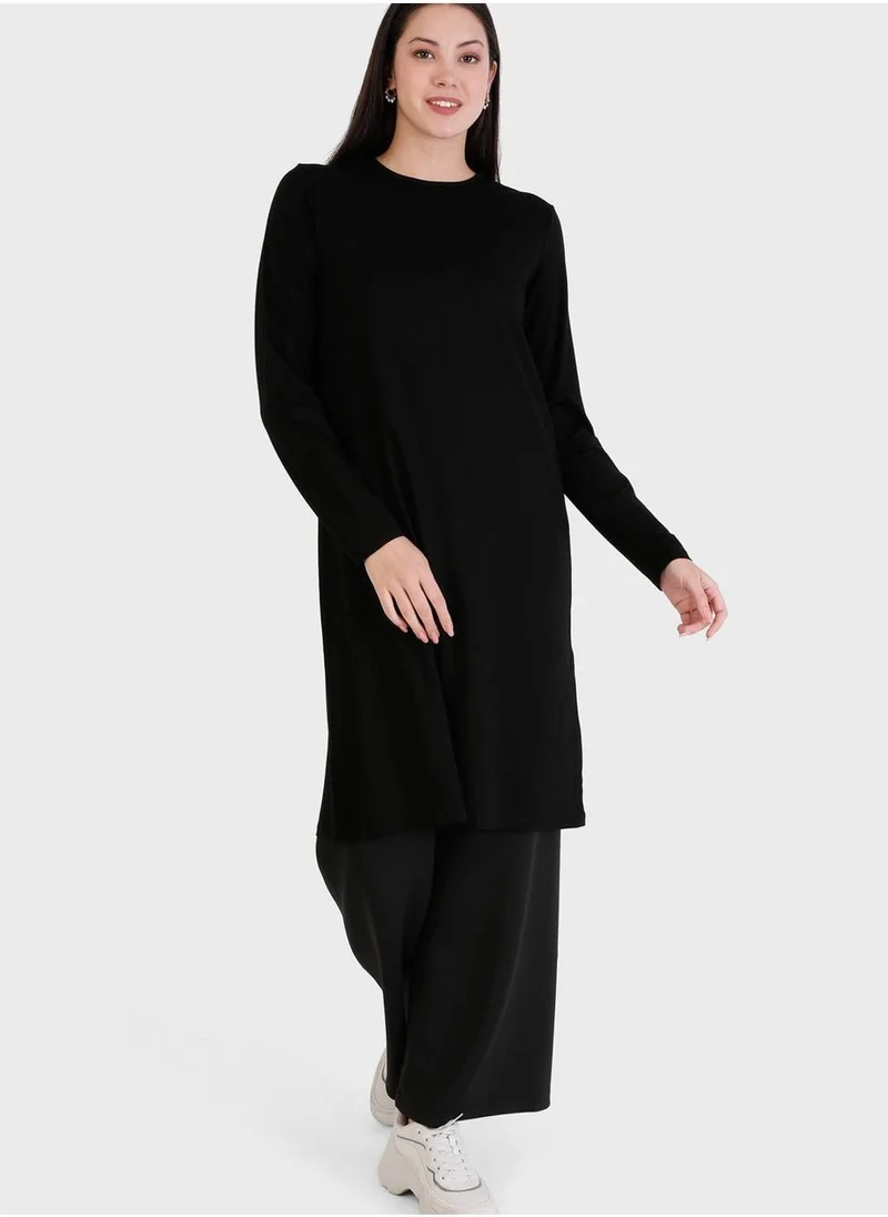 Refka by modanisa Round Neck Longline Tunic