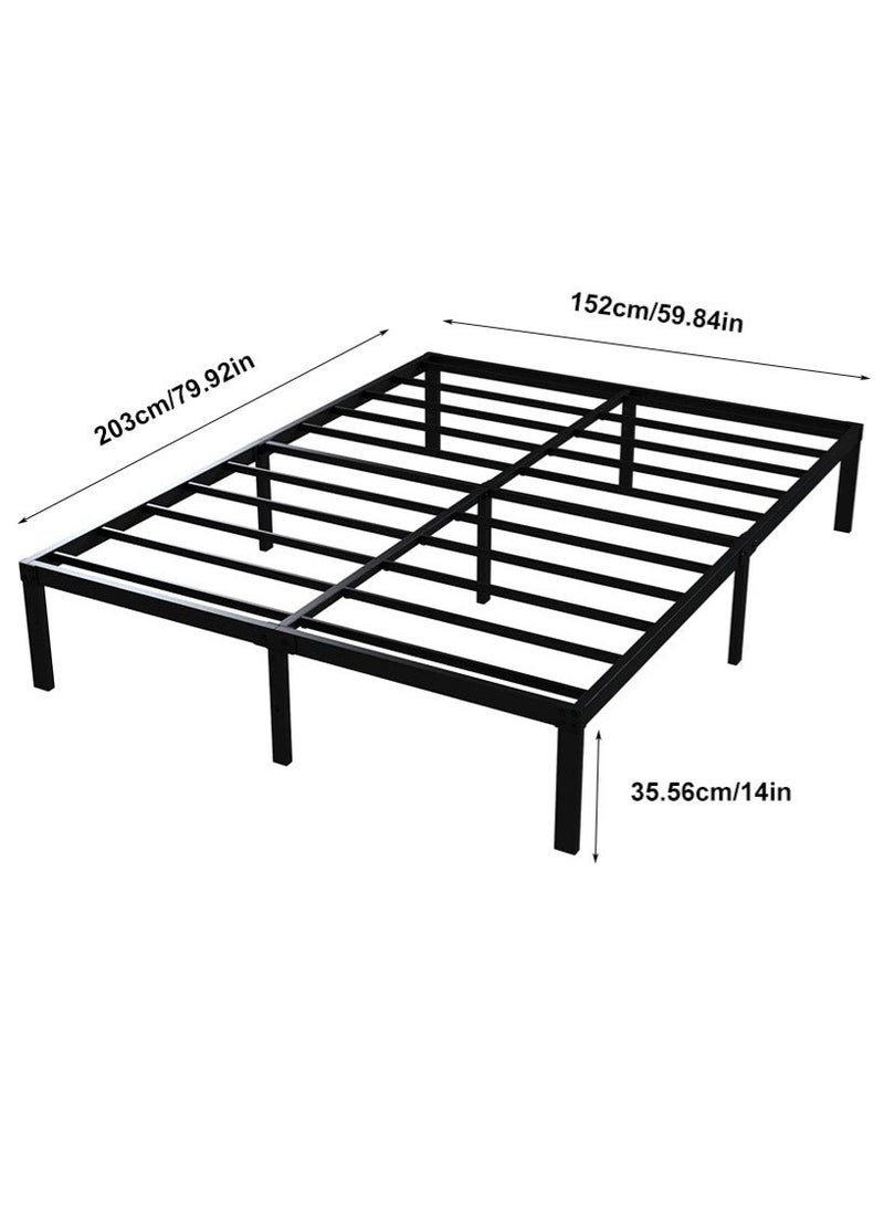 والالا إطار سرير معدني مقاس كوين بارتفاع 203 × 152 سم مع مساحة تخزين، لا حاجة إلى زنبرك صندوقي مع دعم شرائح فولاذية قوية، قاعدة مرتبة متينة شديدة التحمل، سهلة التركيب، لون أسود لغرفة النوم - Image 2