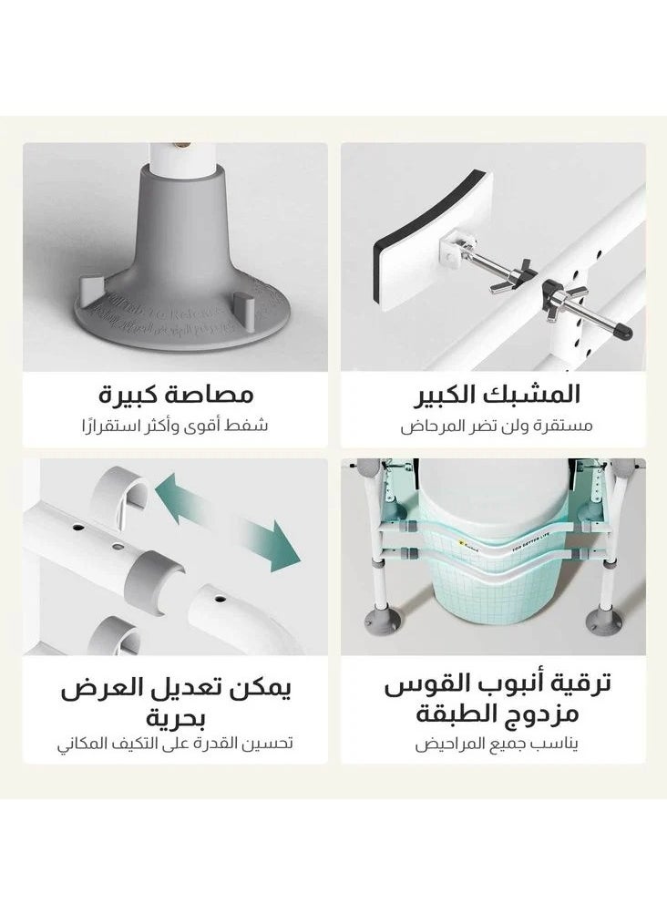 فورديل إطار أمان للمرحاض بدعم معزز لكبار السن والمعاقين بعرض قابل للتعديل ومانع للانزلاق  - Image 5