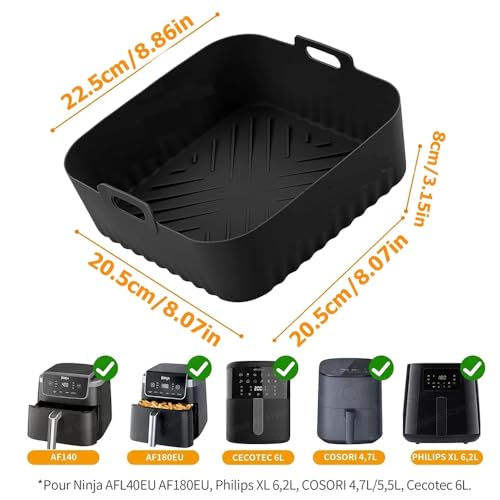 HASANBAY Square Air Fryer Silicone Liners For Ninja AF180 AF181 AF140 AF141 Reusable NonStick Basket Silicone Mold for Philips HD9270 Baking Airfryer Accessories - Image 3