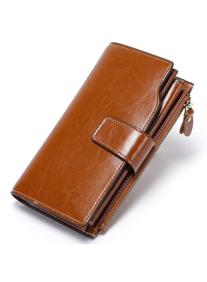 SENDEFN Women Leather Wallets Rfid Blocking Clutch Card Holder Ladies Purse With Zipper Pocket - Image 1