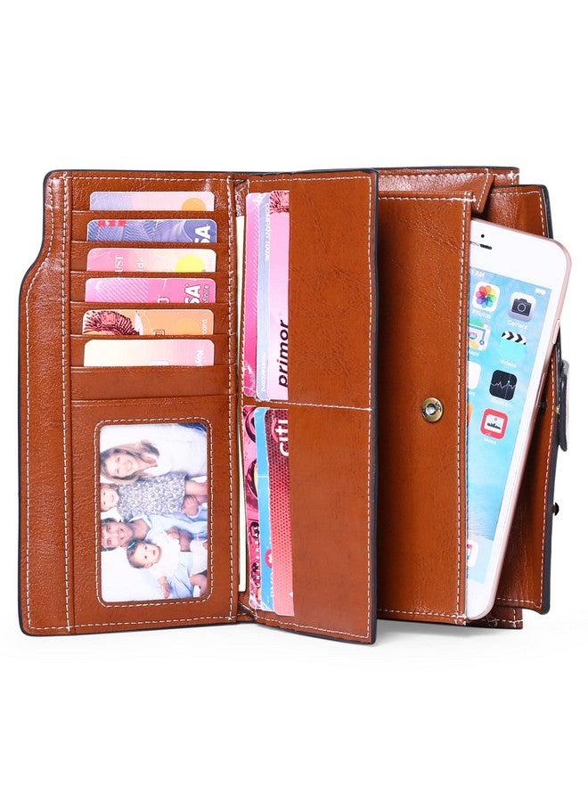 SENDEFN Women Leather Wallets Rfid Blocking Clutch Card Holder Ladies Purse With Zipper Pocket - Image 2