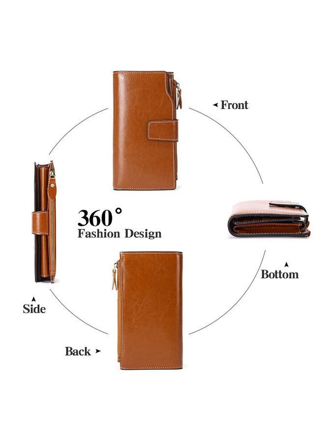 SENDEFN Women Leather Wallets Rfid Blocking Clutch Card Holder Ladies Purse With Zipper Pocket - Image 4