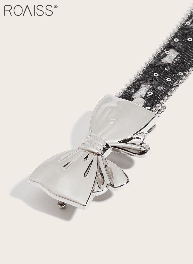 roaiss Women's Bow Waist Belt, Adjustable Elastic Black Belt, Stylish, Simple and Versatile Decorative Belt, Suitable for Pairing with Jeans, Sweaters, Suits and Dresses - Image 3