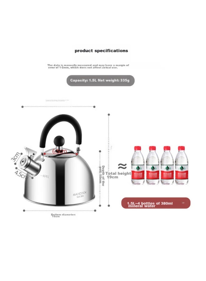 MAX COOK Kettle, 304 Stainless Steel, 1.5L Thickened With Sound Indicator, Zinc Alloy Spout, Mch5480 - Image 4
